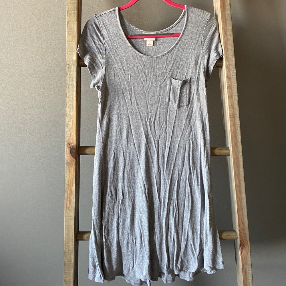 Grey Knit T-Shirt Dress